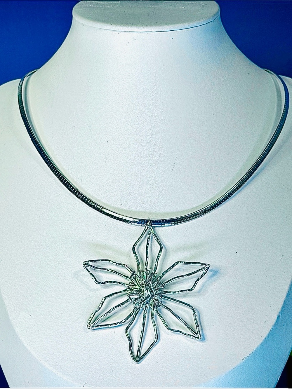 DKR Jewelry Sterling Silver Oriental Star Gazer Lily Statement Necklace -